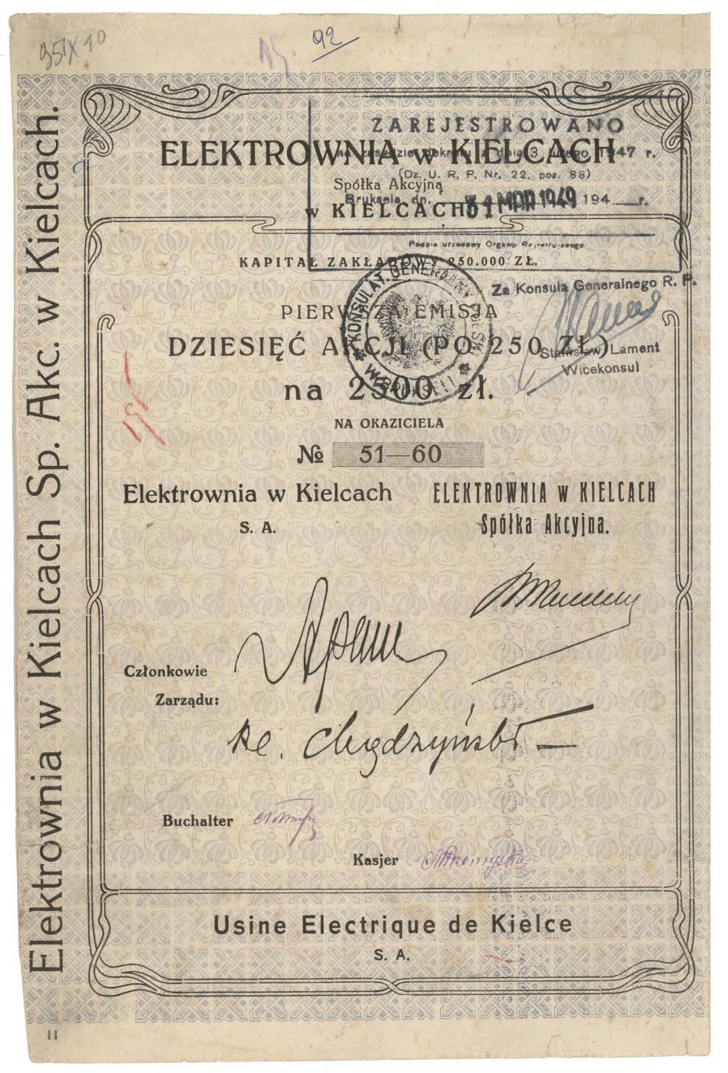 Zdjęcie akcji Elektrownia w Kielcach Spółka Akcyjna