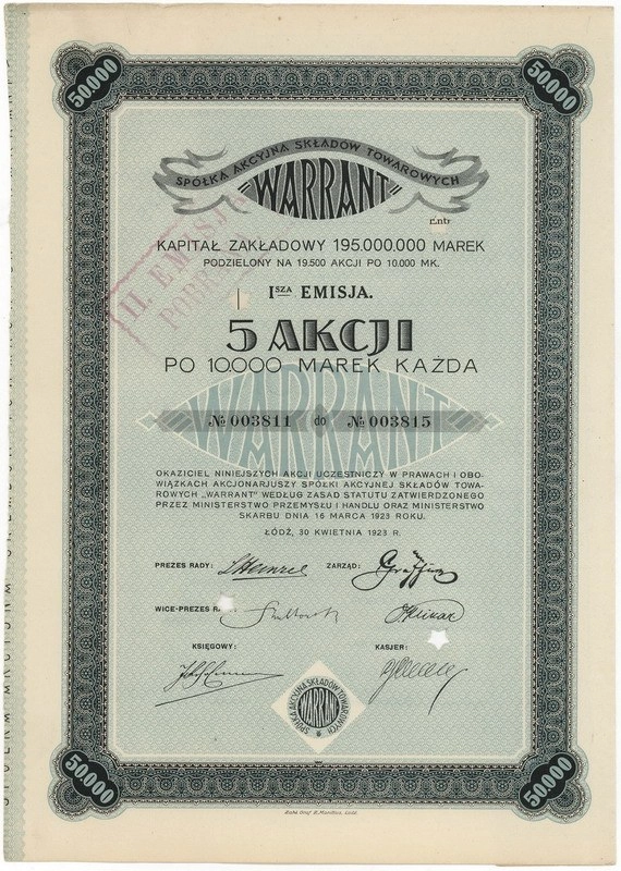 Zdjęcie akcji Składy Towarowe "Warrant" Spółka Akcyjna