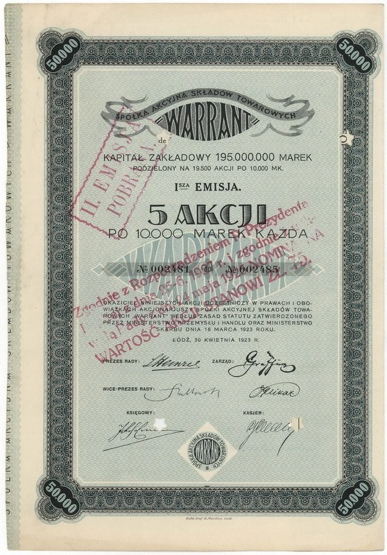 Zdjęcie akcji Składy Towarowe "Warrant" Spółka Akcyjna