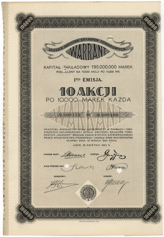 Zdjęcie akcji Składy Towarowe "Warrant" Spółka Akcyjna