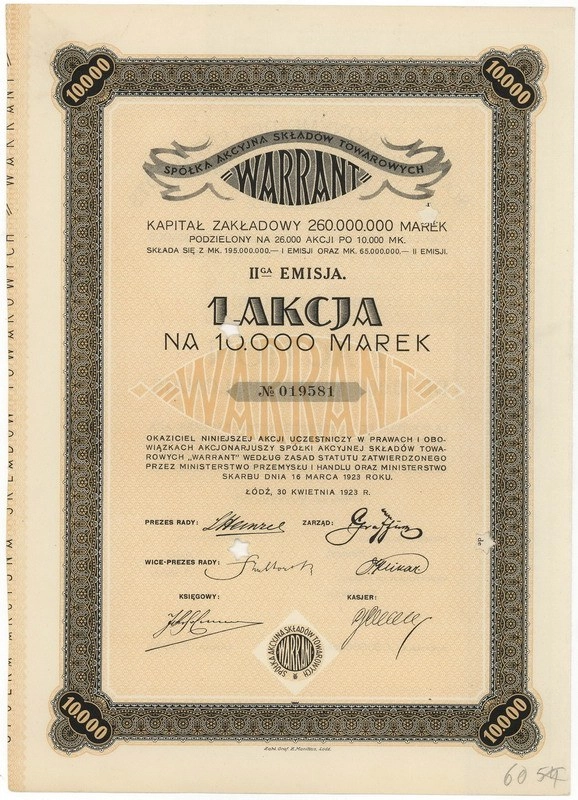 Zdjęcie akcji Składy Towarowe "Warrant" Spółka Akcyjna