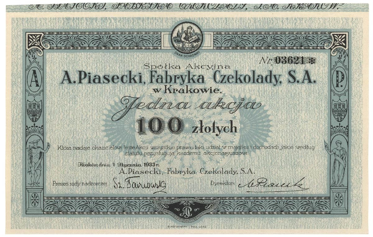 Zdjęcie akcji Fabryka Czekolady "A. Piasecki" Spółka Akcyjna