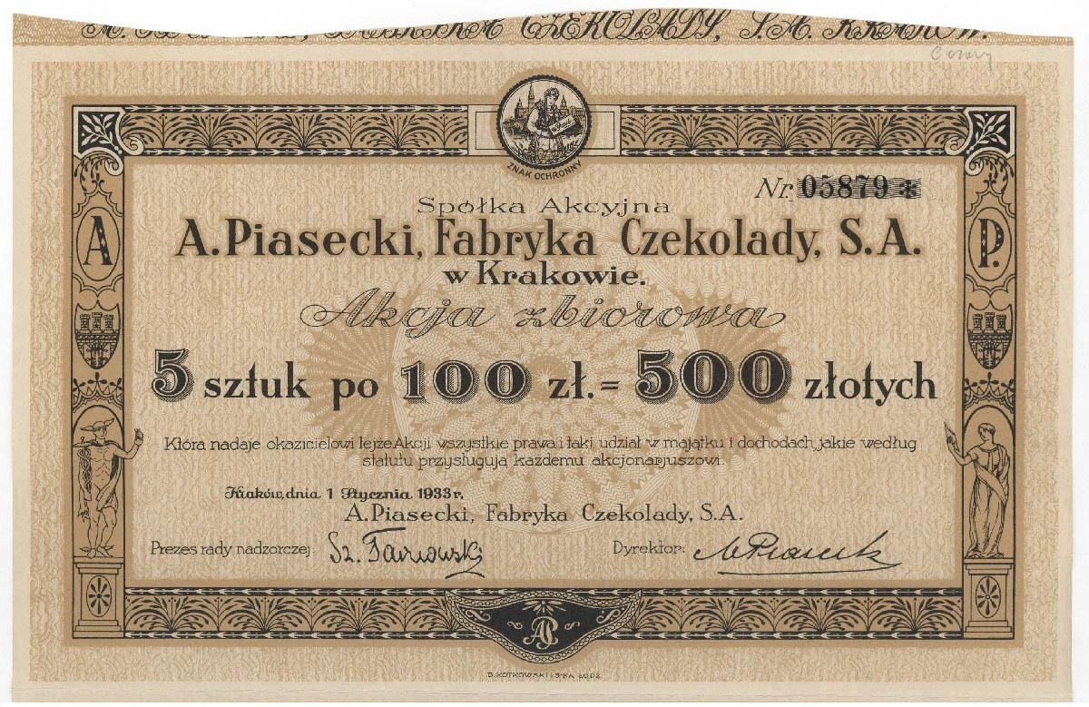 Zdjęcie akcji Fabryka Czekolady "A. Piasecki" Spółka Akcyjna