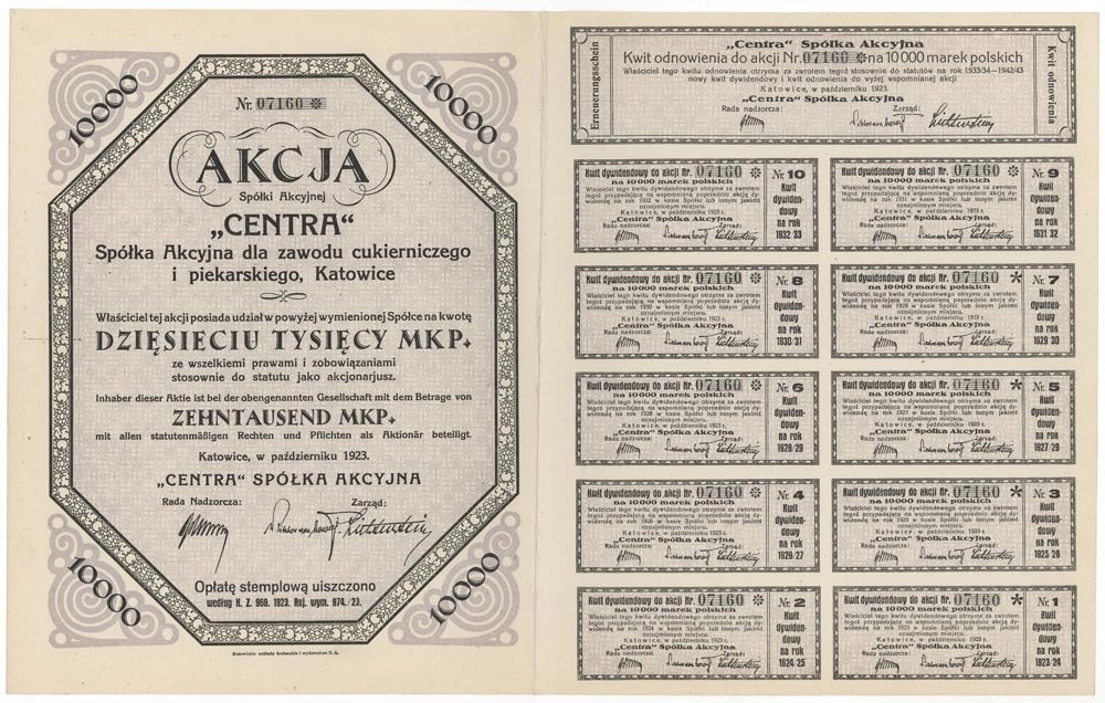 Zdjęcie akcji "Centra" Spółka Akcyjna dla Zawodu Cukierniczego i Piekarskiego