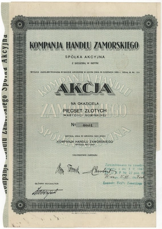 Zdjęcie akcji Kompania Handlu Zamorskiego Spółka Akcyjna