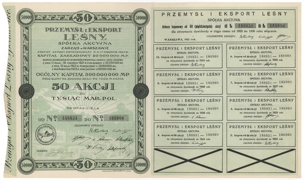 Zdjęcie akcji Przemysł i Eksport Leśny Spółka Akcyjna