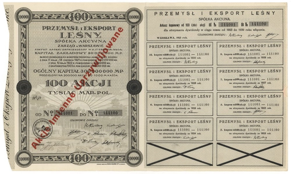 Zdjęcie akcji Przemysł i Eksport Leśny Spółka Akcyjna