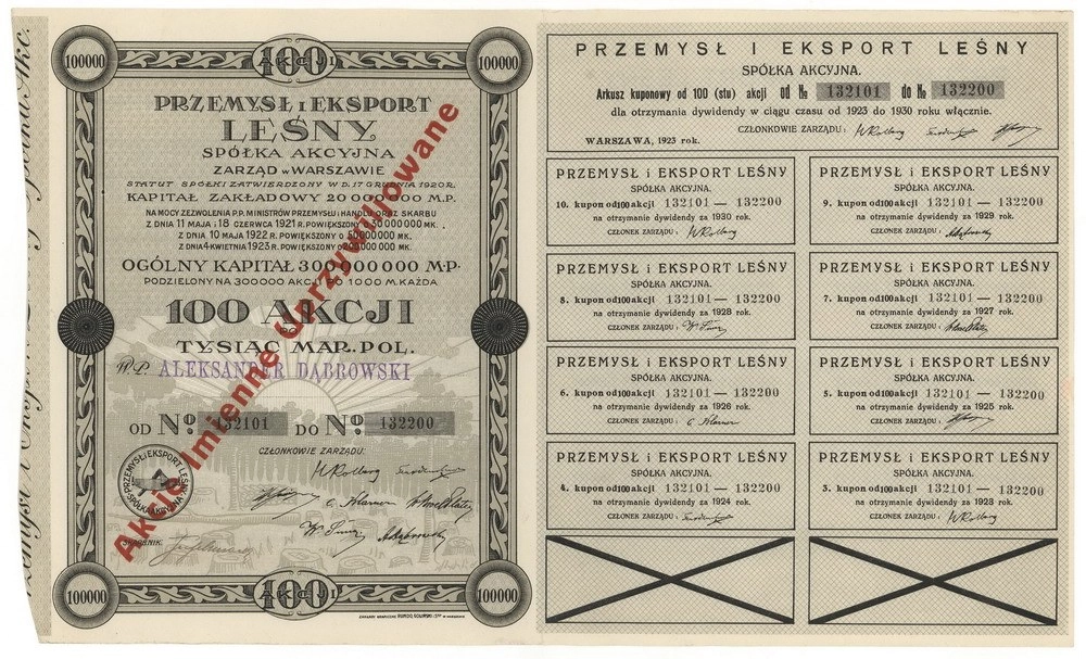 Zdjęcie akcji Przemysł i Eksport Leśny Spółka Akcyjna