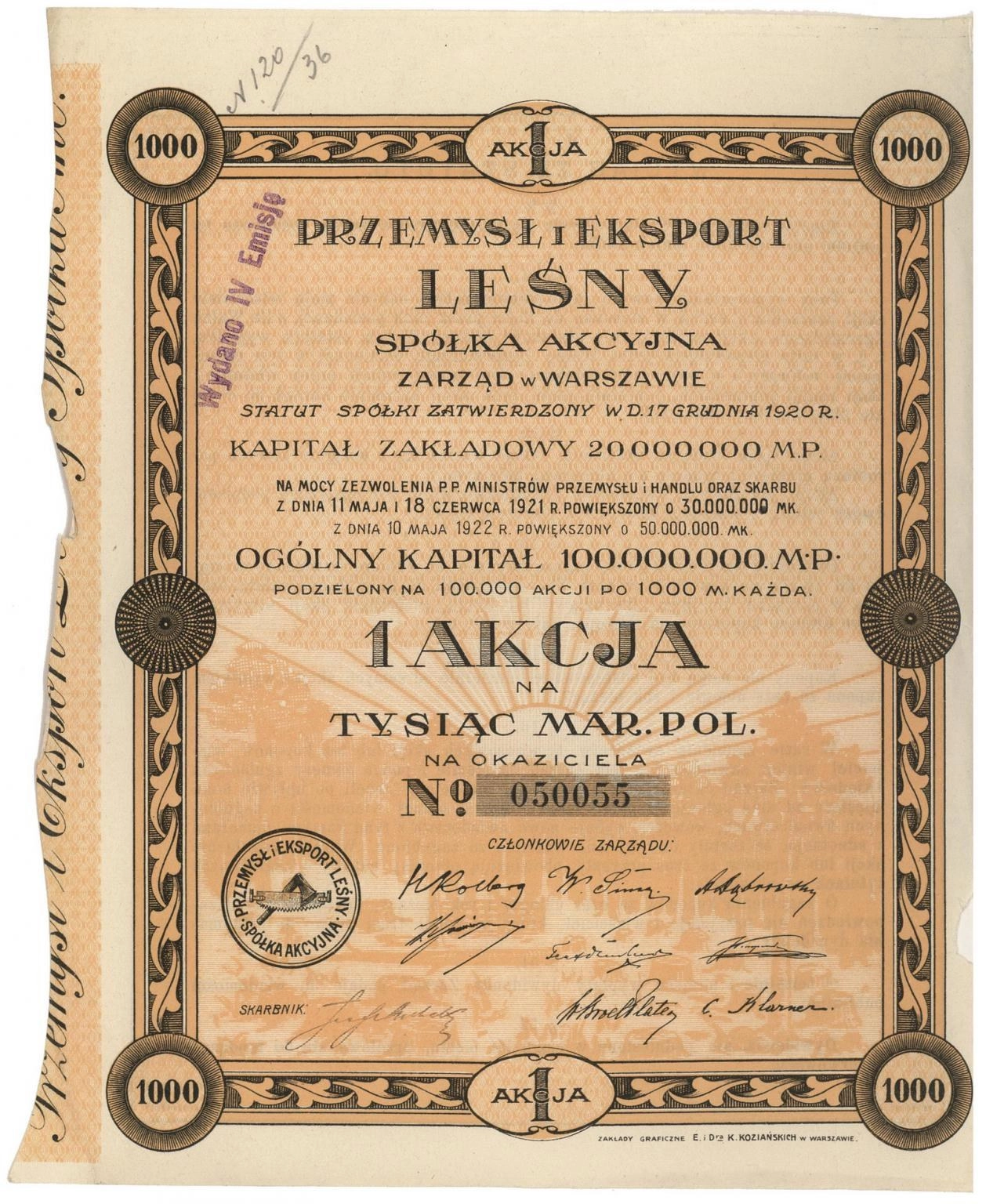 Zdjęcie akcji Przemysł i Eksport Leśny Spółka Akcyjna