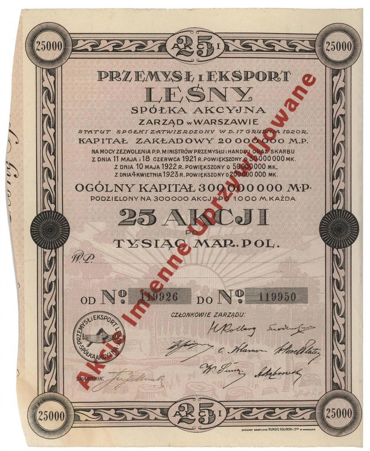 Zdjęcie akcji Przemysł i Eksport Leśny Spółka Akcyjna