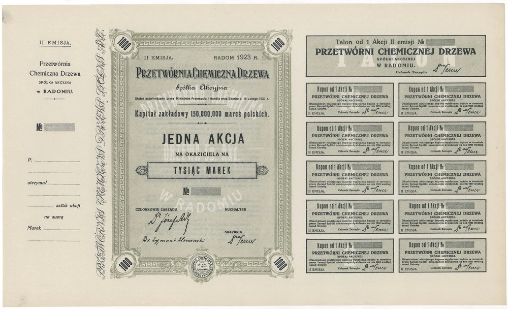 Zdjęcie akcji Przetwórnia Chemiczna Drzewa Spółka Akcyjna