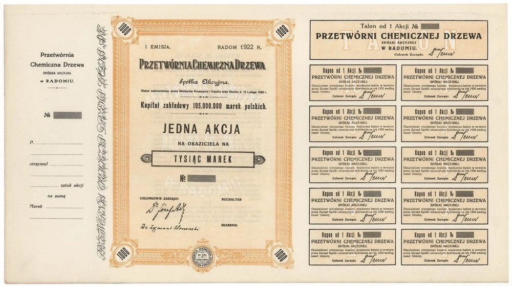 Zdjęcie akcji Przetwórnia Chemiczna Drzewa Spółka Akcyjna