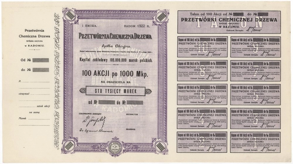 Zdjęcie akcji Przetwórnia Chemiczna Drzewa Spółka Akcyjna