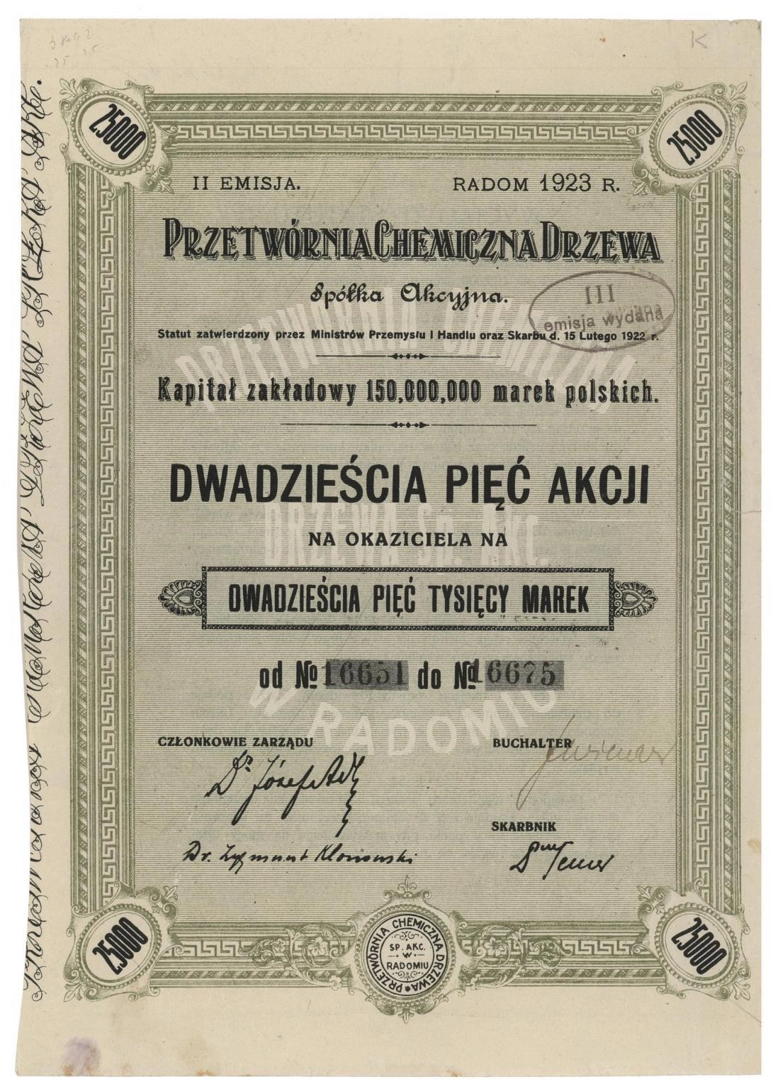 Zdjęcie akcji Przetwórnia Chemiczna Drzewa Spółka Akcyjna