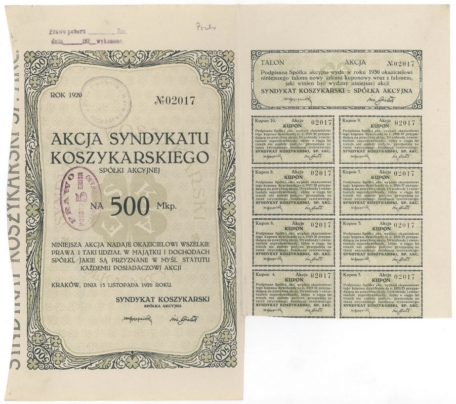 Zdjęcie akcji "Syndykat Koszykarski" Spółka Akcyjna