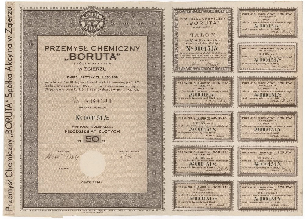 Zdjęcie akcji Przemysł Chemiczny "Boruta" Spółka Akcyjna w Zgierzu
