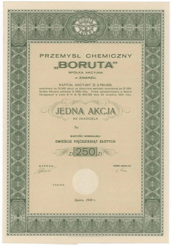Zdjęcie akcji Przemysł Chemiczny "Boruta" Spółka Akcyjna w Zgierzu