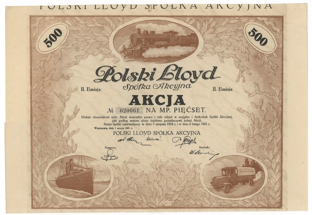 Zdjęcie akcji Polski Lloyd Spółka Akcyjna