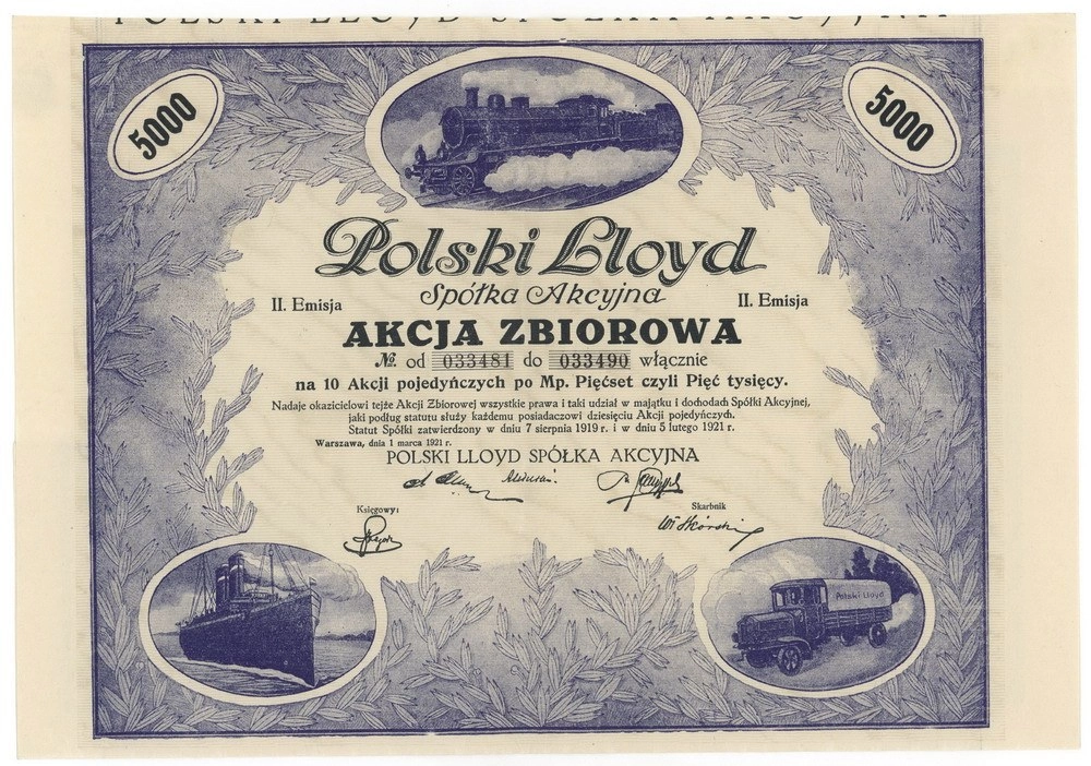 Zdjęcie akcji Polski Lloyd Spółka Akcyjna