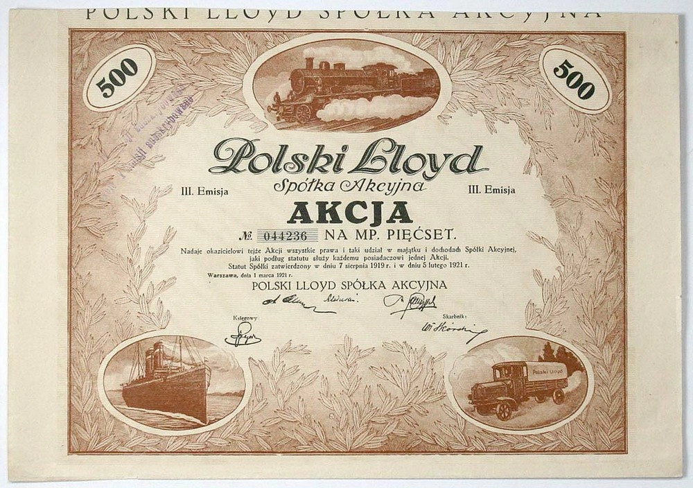 Zdjęcie akcji Polski Lloyd Spółka Akcyjna