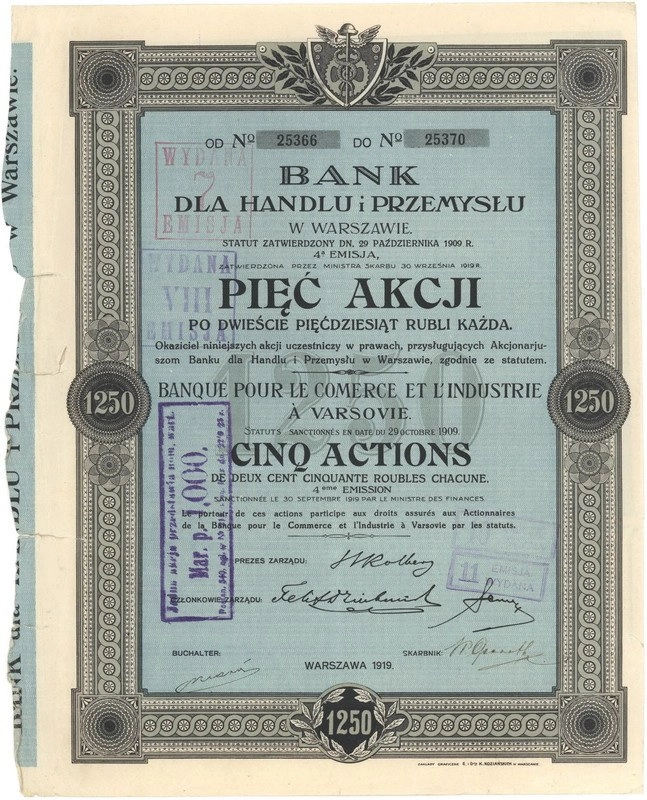 Zdjęcie akcji Bank dla Handlu i Przemysłu Spółka Akcyjna