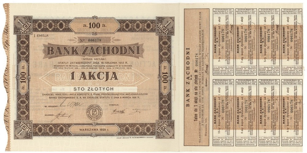 Zdjęcie akcji Bank Zachodni Spółka Akcyjna