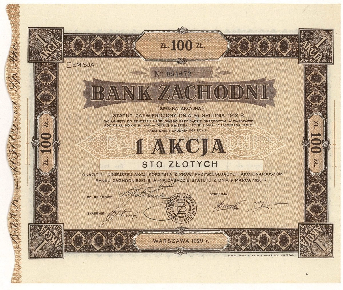 Zdjęcie akcji Bank Zachodni Spółka Akcyjna