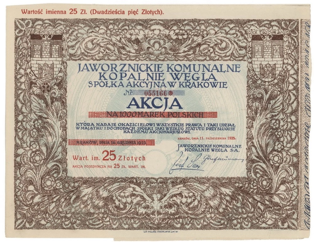 Zdjęcie akcji Jaworzenickie Komunalne Kopalnie Węgla Spółka Akcyjna w Krakowie