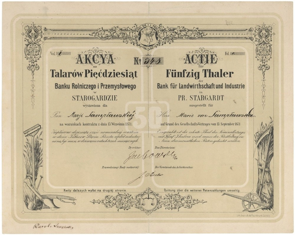 Zdjęcie akcji Bank Rolniczy i Przemysłowy w Starogardzie Spółka Akcyjna