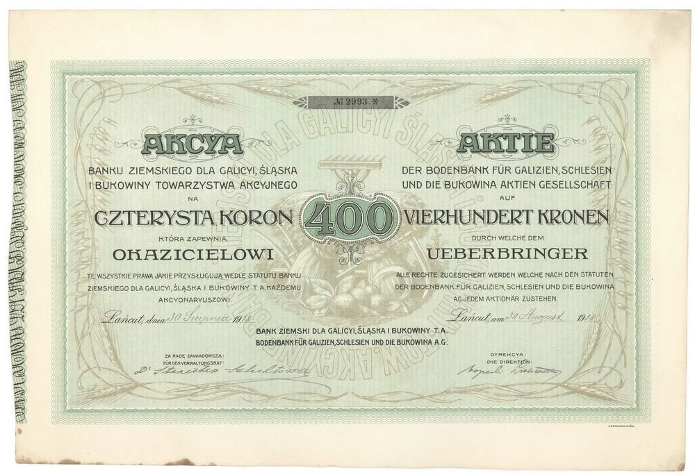Zdjęcie akcji Bank Ziemski dla Galicji, Śląska i Bukowiny Towarzystwo Akcyjne