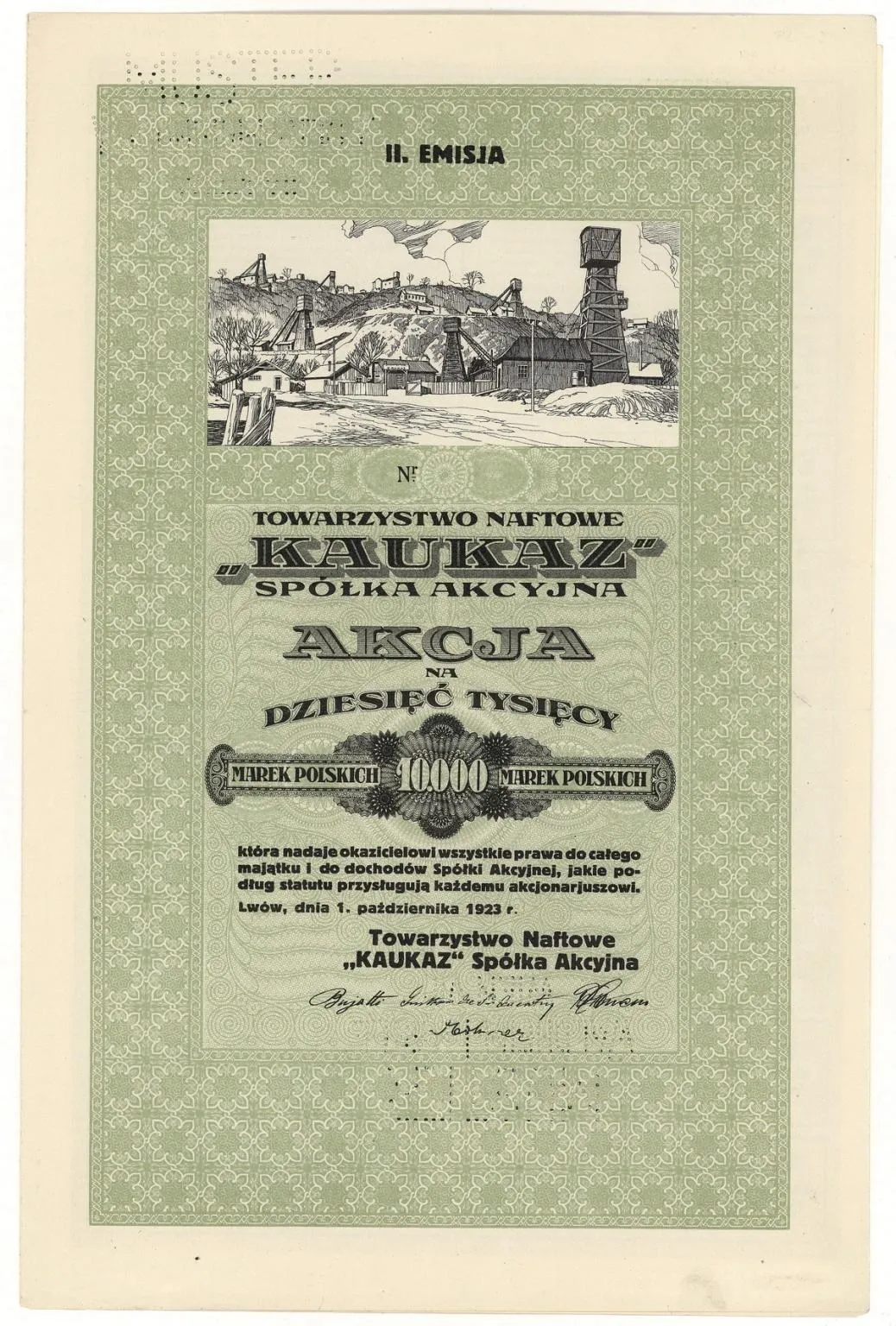 Zdjęcie akcji Towarzystwo Naftowe "Kaukaz" Spółka Akcyjna