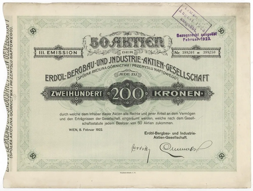 Zdjęcie akcji Spółka Akcyjna Górnictwa i Przemysłu Naftowego