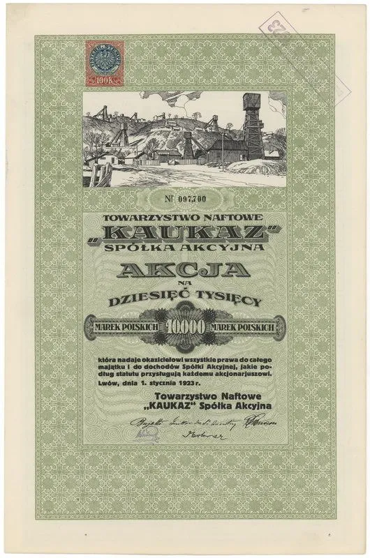 Zdjęcie akcji Towarzystwo Naftowe "Kaukaz" Spółka Akcyjna
