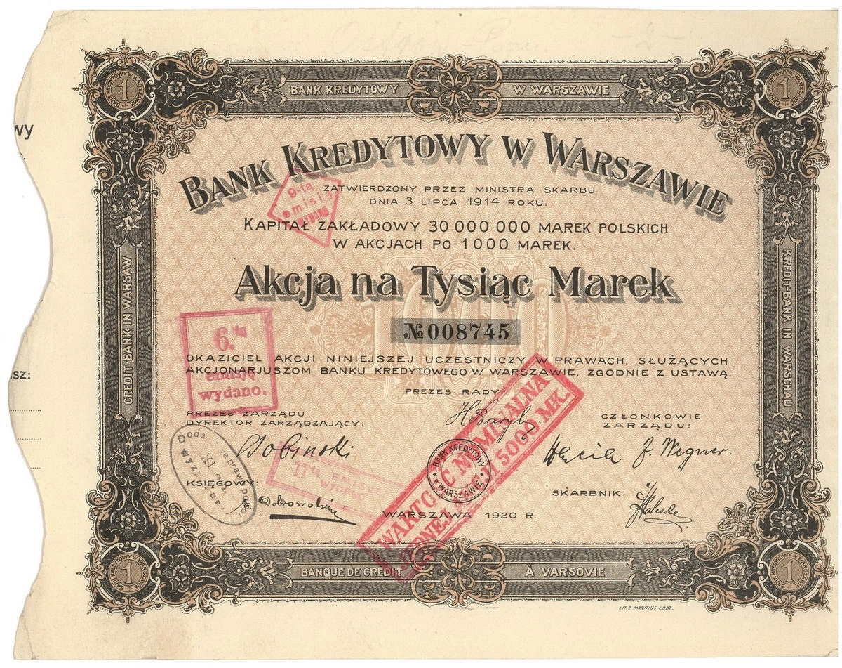 Zdjęcie akcji Bank Kredytowy w Warszawie Spółka Akcyjna