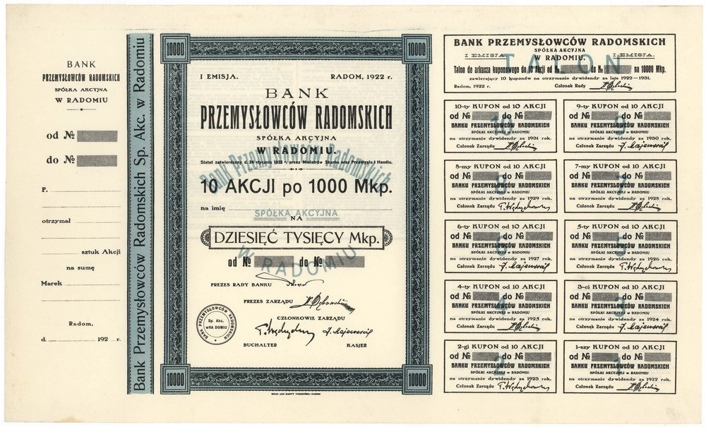 Zdjęcie akcji Bank Przemysłowców Radomskich Spółka Akcyjna w Radomiu