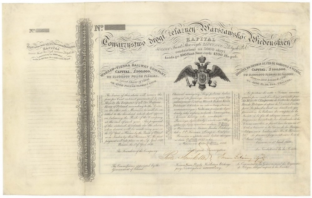 Zdjęcie akcji Towarzystwo Drogi Żelaznej Warszawsko-Wiedeńskiej