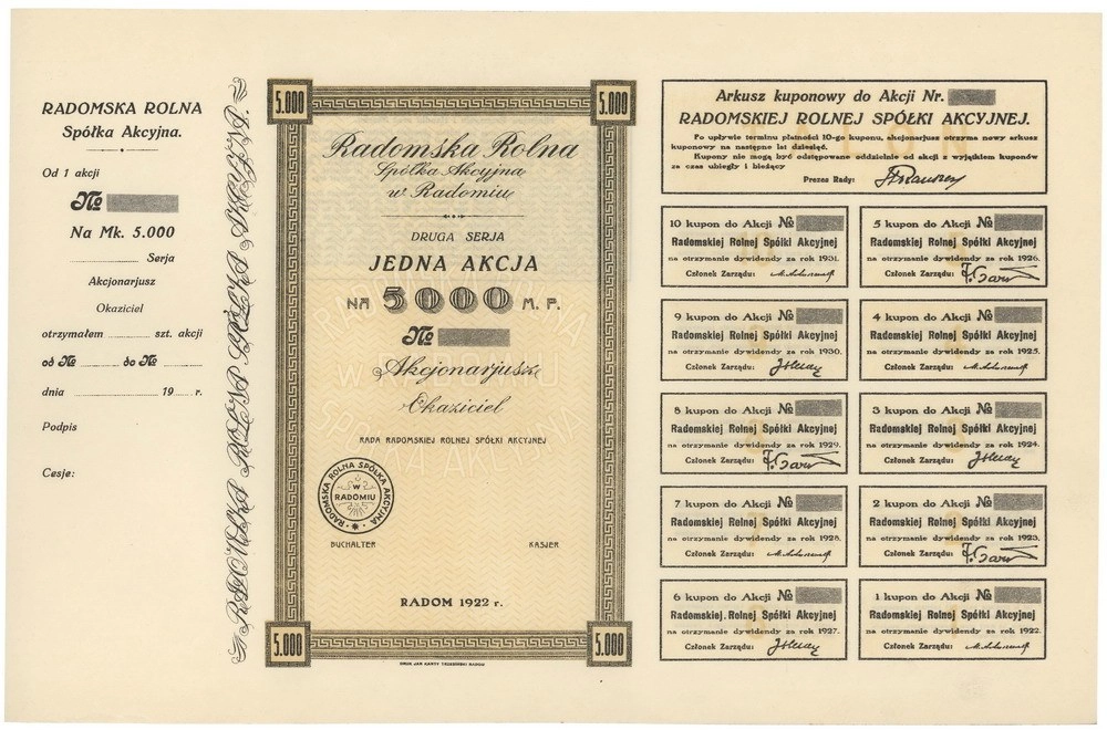 Zdjęcie akcji Radomska Rolna Spółka Akcyjna