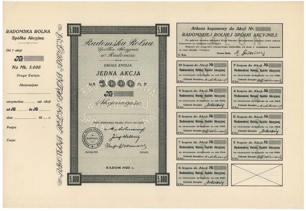 Zdjęcie akcji Radomska Rolna Spółka Akcyjna