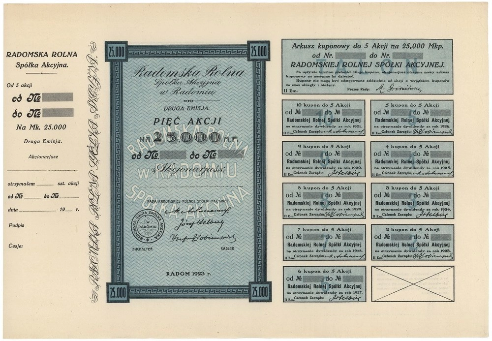 Zdjęcie akcji Radomska Rolna Spółka Akcyjna