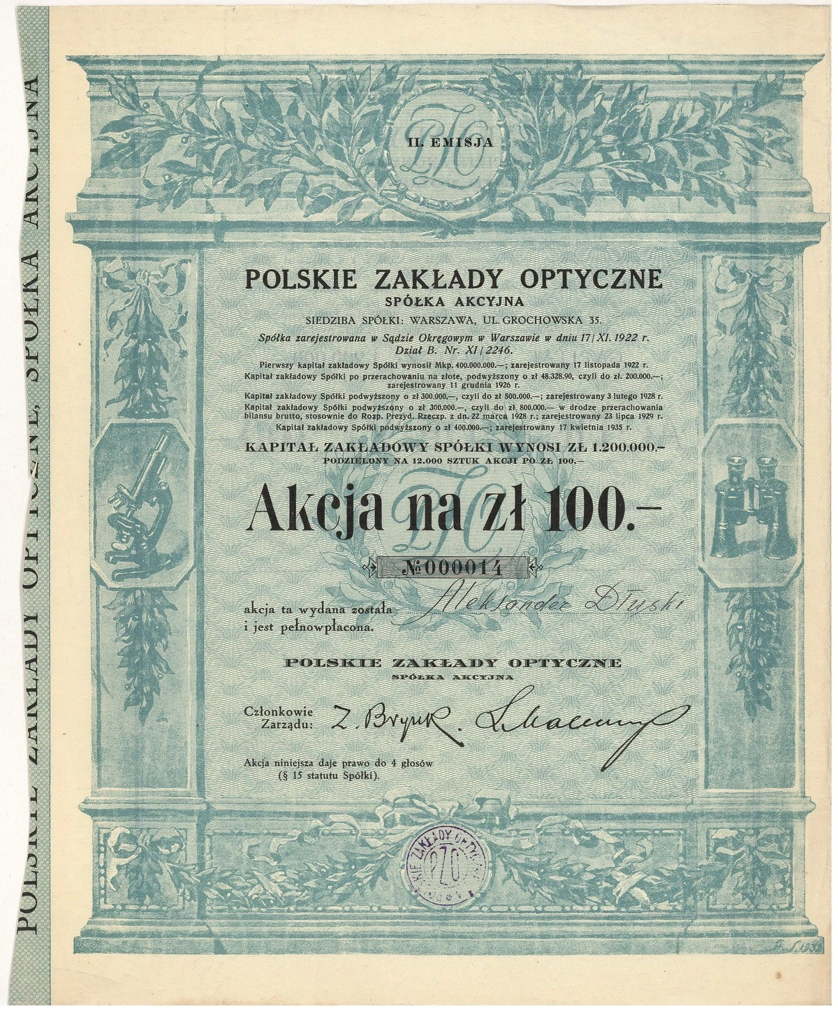 Zdjęcie akcji Polskie Zakłady Optyczne Spółka Akcyjna