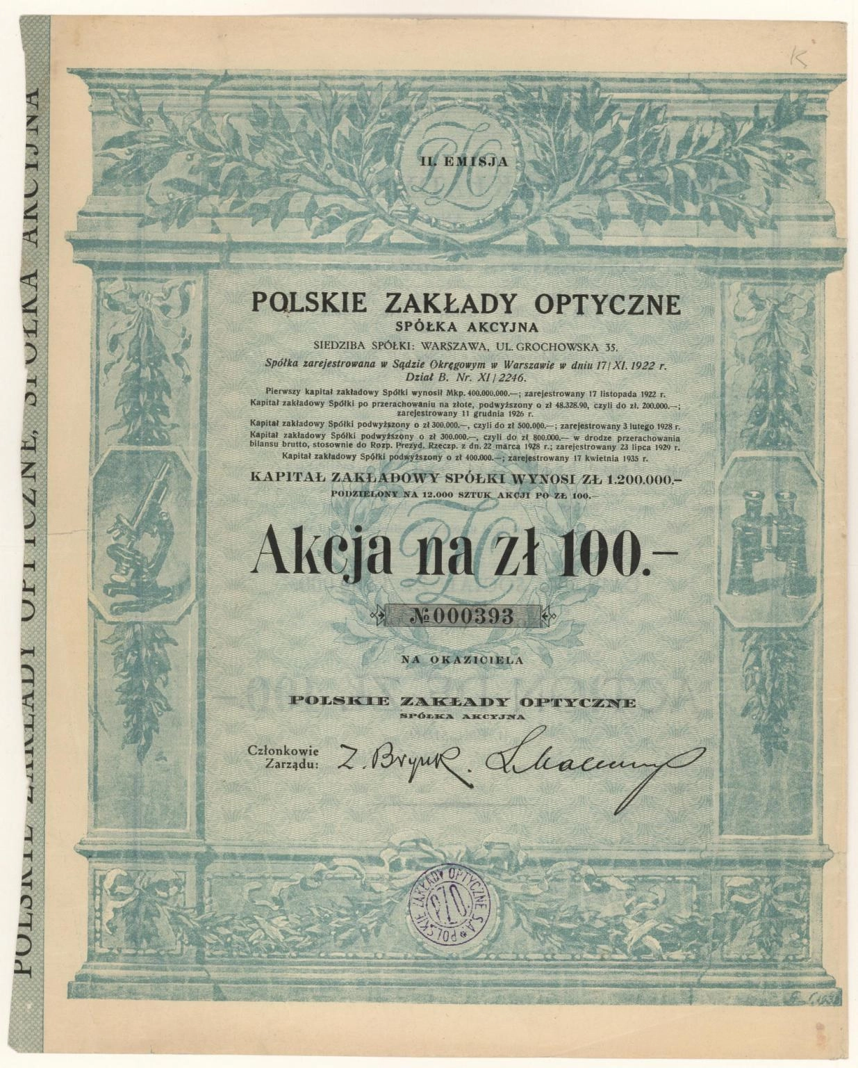 Zdjęcie akcji Polskie Zakłady Optyczne Spółka Akcyjna