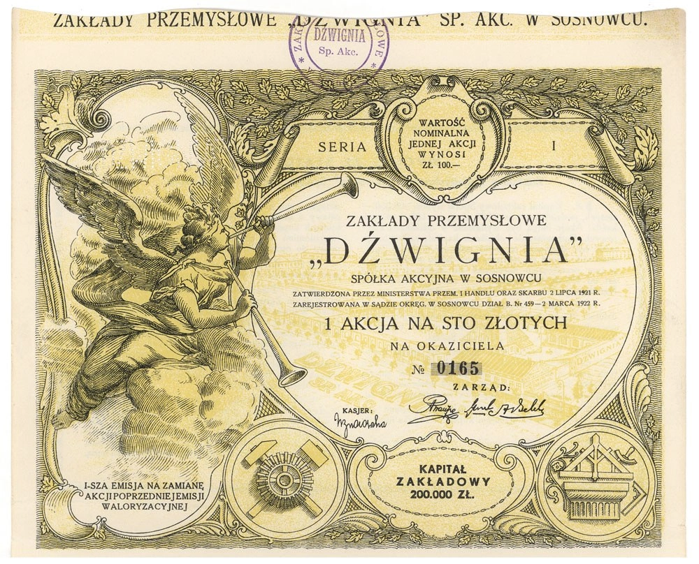 Zdjęcie akcji Zakłady Przemysłowe "Dźwignia" Spółka Akcyjna