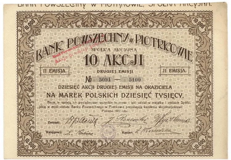 Zdjęcie akcji Bank Powszechny w Piotrkowie Spółka Akcyjna