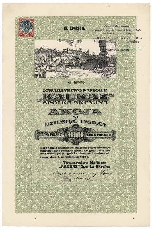 Zdjęcie akcji Towarzystwo Naftowe "Kaukaz" Spółka Akcyjna
