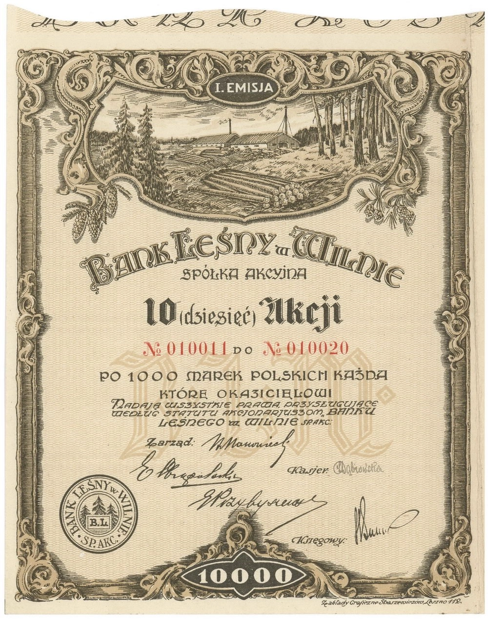 Zdjęcie akcji Bank Leśny w Wilnie Spółka Akcyjna