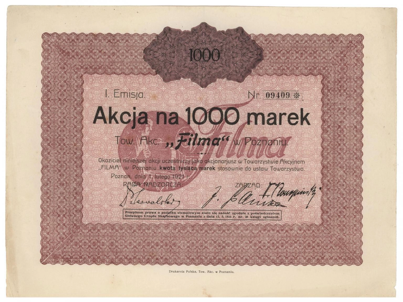 Zdjęcie akcji Towarzystwo Akcyjne "Filma" w Poznaniu