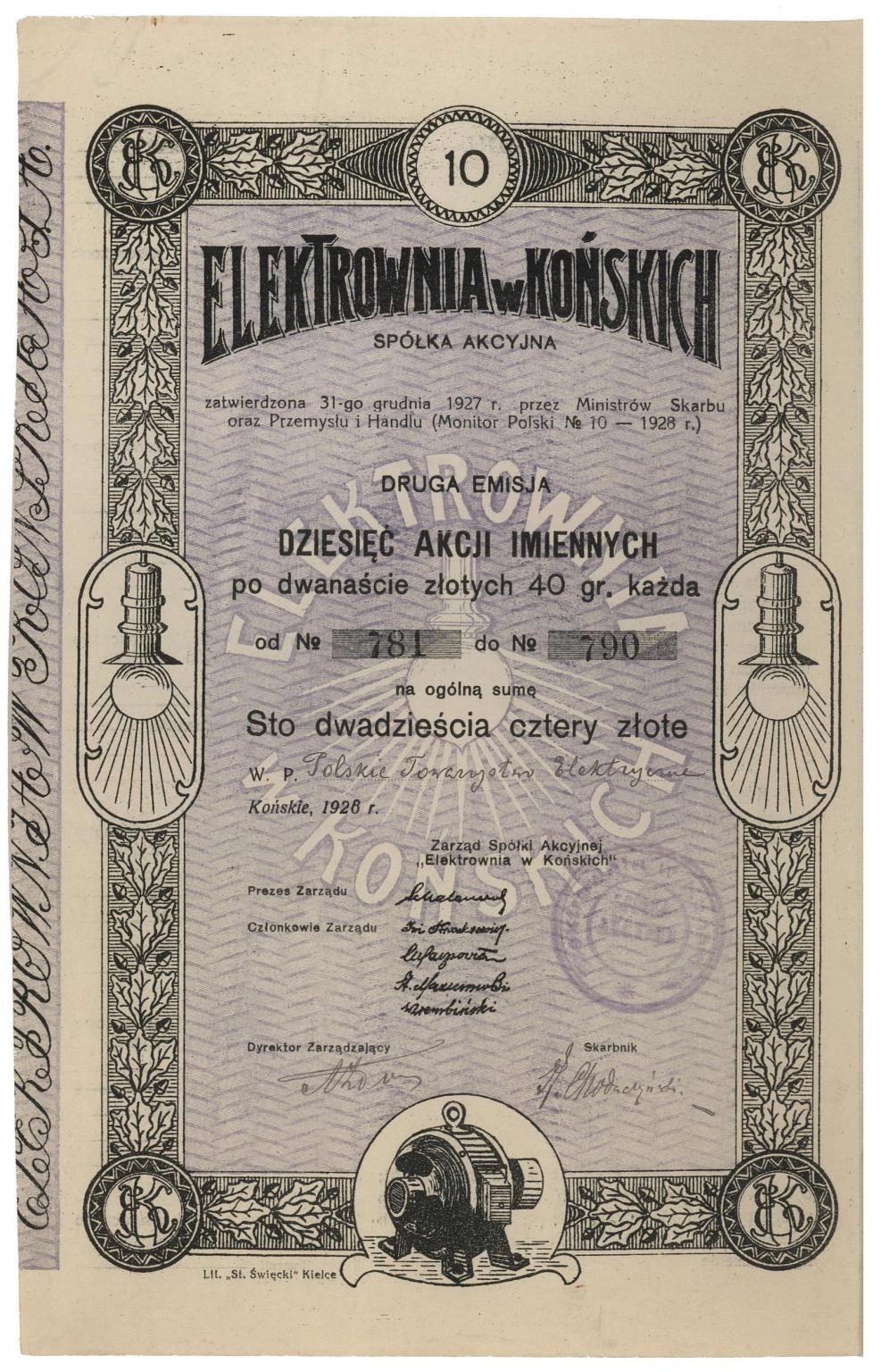 Zdjęcie akcji Elektrownia w Końskich Spółka Akcyjna