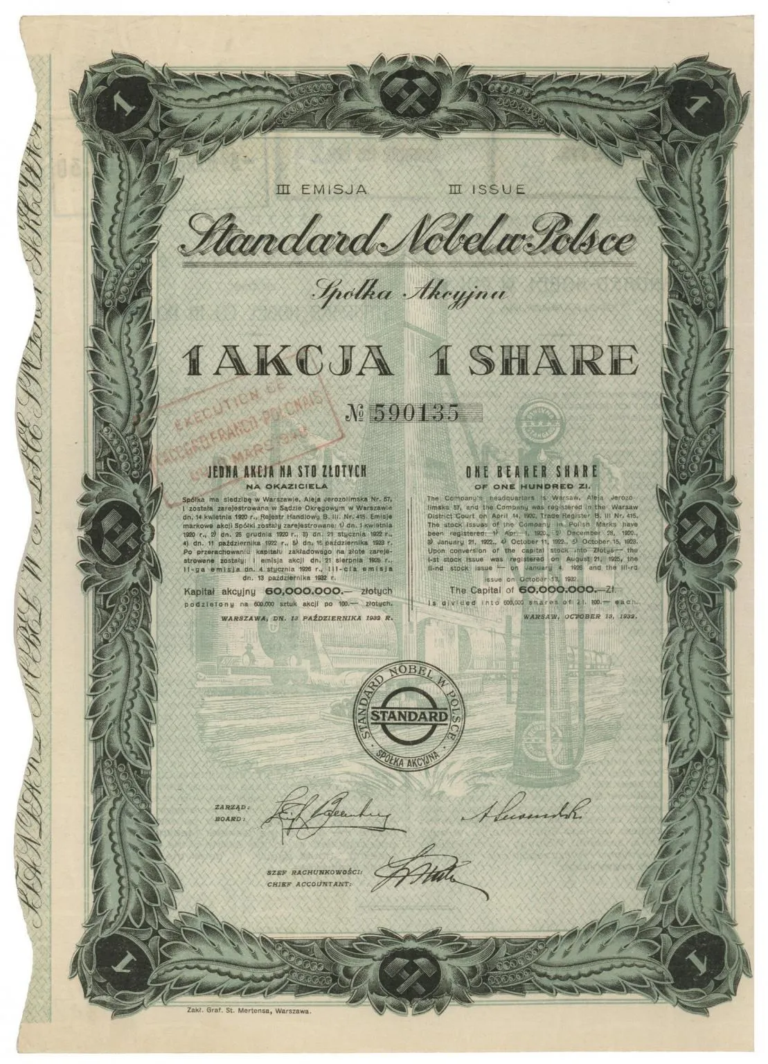 Zdjęcie akcji "Standard-Nobel w Polsce" Spółka Akcyjna