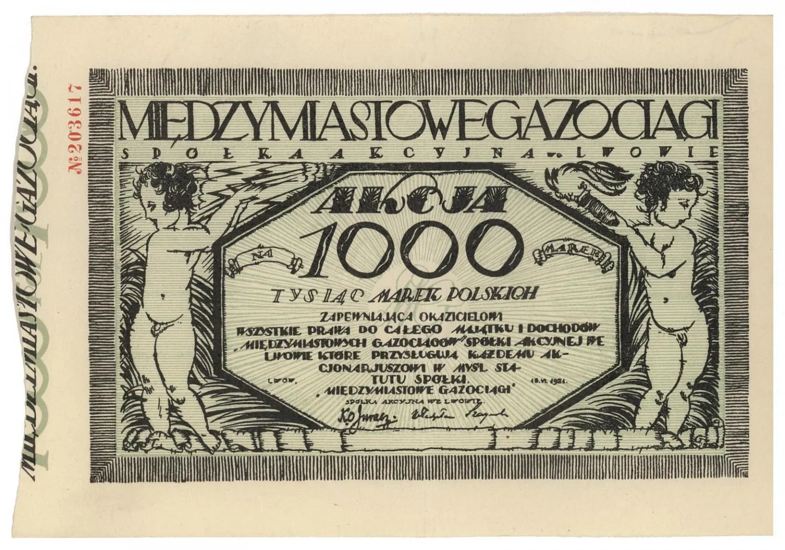 Zdjęcie akcji Międzymiastowe Gazociągi Spółka Akcyjna we Lwowie