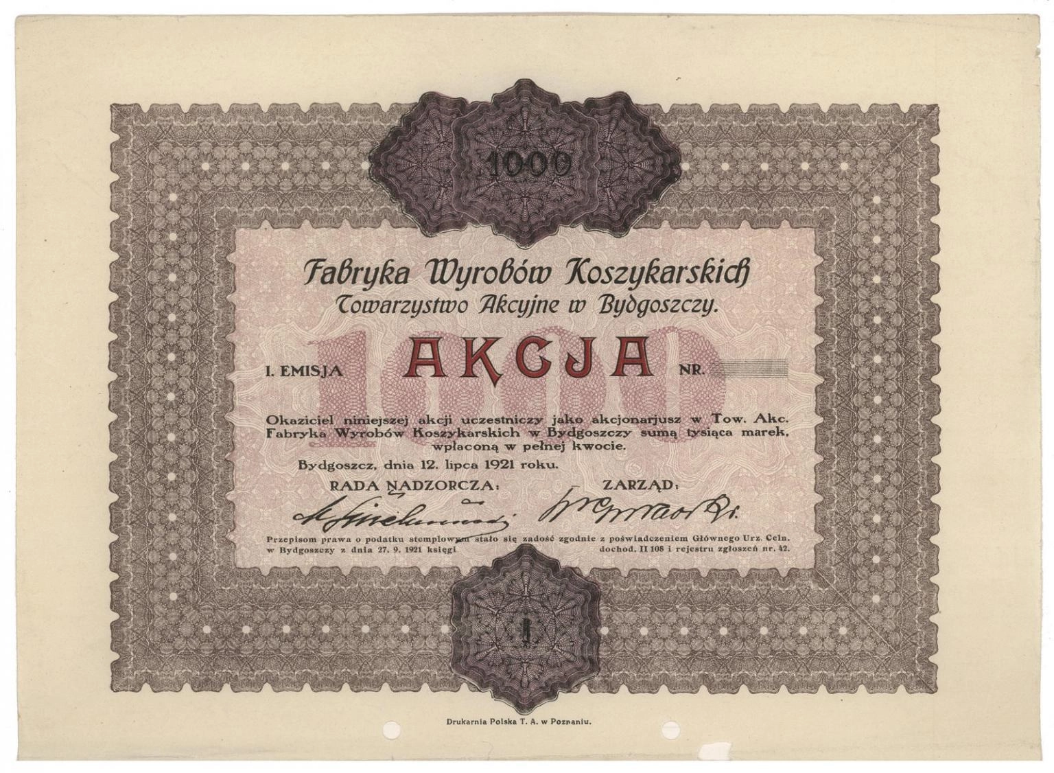 Zdjęcie akcji Fabryka Wyrobów Koszykarskich Towarzystwo Akcyjne